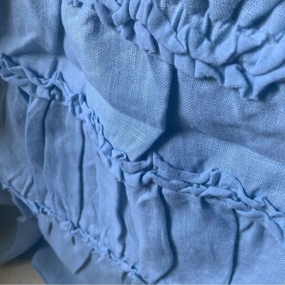 Light Blue Sleeveless Women's Linen Ruffled Top Hardtail Clothing NWT Medium - Picture 12 of 12
